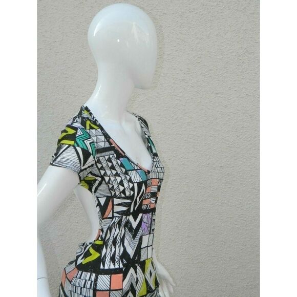 Blue Life Dress Tribal Black Orange Thrasher Cutout Mini Dress Size X-Small - Picture 5 of 9
